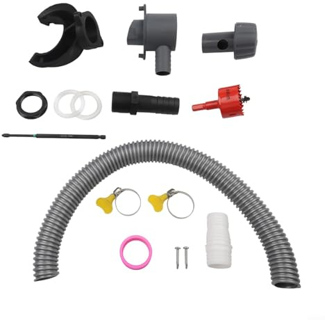 Bulevisiter Sistema di raccolta dell'acqua piovana per tettuccio, tubo di drenaggio in PVC di lunga durata, 50/100 cm, set con accessori, grigio, adatto per tubi di scarico da 70-110 mm, adatto per