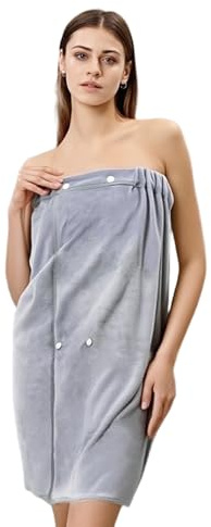 ZHAOCAI Kilt da sauna da donna, asciugamano da sauna, da donna, design ad alta elasticità, grande asciugamano leggero, tipo di pulsante (grigio)
