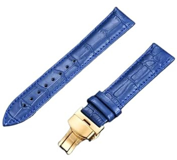 NASUNJIA 18mm 20mm 22mm 24mm Bambumönsterarmband Fjärilsspänne Business Casual Klockarmband Klocktillbehör Grönt(Blue-gold,22mm)