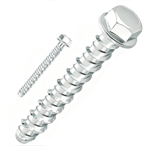 CRCFSUK 10PCS M8x100mm Concrete Screws, Flange Hex Head Masonry Screws for Brick Wall, Concrete Anchor Bolts for Fixing Marble, Wood, Stone