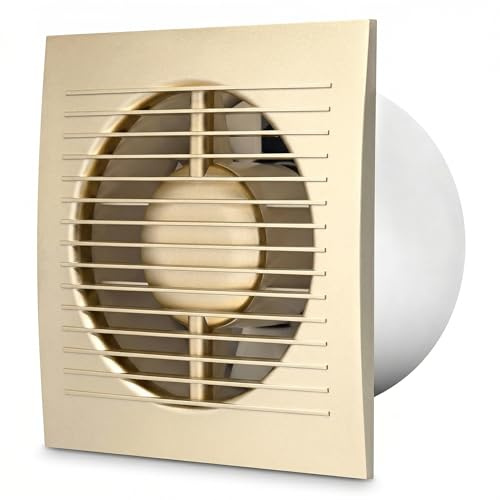 Bathroom Extractor Fan, Gold, 125mm, Quiet 36dB, 150m³/h Airflow, IPX4 Water Resistant, 16W Low Energy, Wall Mounted