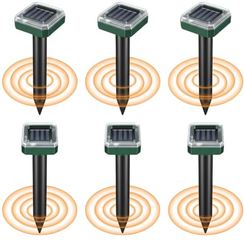 Repellente per serpenti a ultrasuoni a energia solare, repellente elettronico per serpenti e zanzare, deterrente per ratti per esterni, impermeabile, per giardino, cortile e fattoria (4 pezzi)