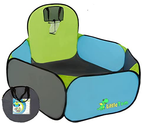 LittleTom Kinder Bällebad mit Basketball Korb - 120x100cm Spielzeug Pool ohne Bälle - Outdoor Garten Bällebecken für Baby und Kleinkinder