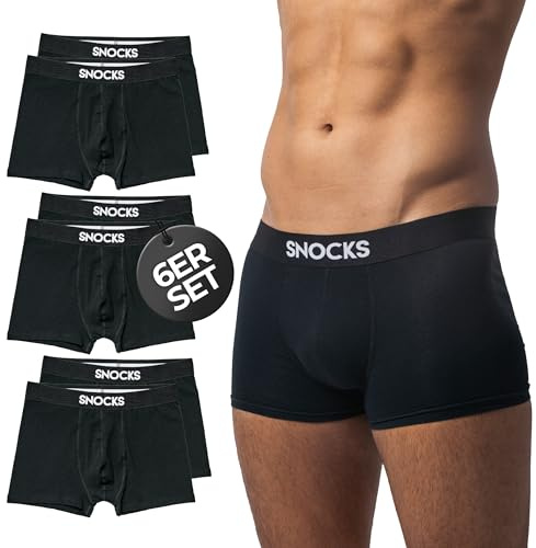 Snocks Boxershorts Herren 6 Paar Schwarz Größe XL Unterhosen Männer XLarge Baumwolle Unterwäsche