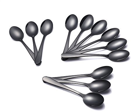 Buyer Star Teelöffel 12 Stück schwarz Kaffeelöffel Metall 5,5 '' Mini Löffel 304 18/10 Edelstahl Kaffee Tee Löffel