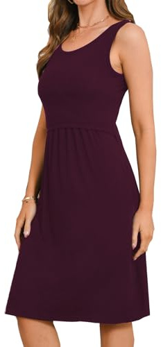 Bearsland Womens Sleeveless Maternity Dress Empire Waist Nursing Breastfeeding Dress Summer, Purplered, X-Large