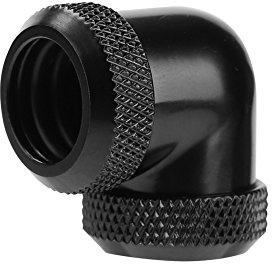 Adattatore Filettato G1 / 4,Richer-R Filetto in Ottone 14mm OD Adattatore rRccordo per Raffreddamento ad Acqua a Gomito a 90 Gradi,Connettore per Tubo Resistente Raffreddamento ad acqua PC(nero)