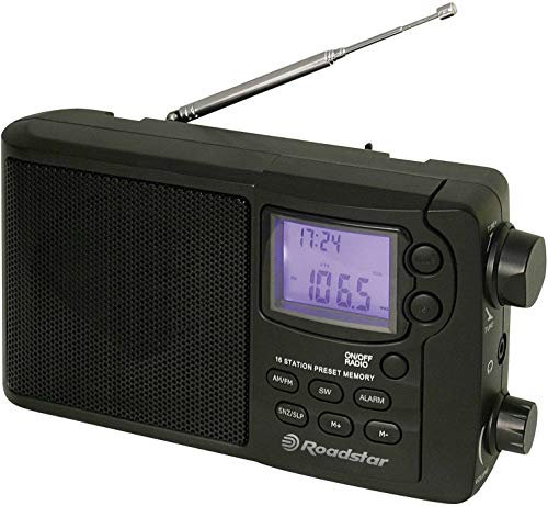 Roadstar TRA-2340PSW Radio Portátil Digital Multibanda Am/FM/SW Funciona a Red/Pilas, Toma de Auriculares, Transistor Pequeño y Ligero, Altavoz 8W, Temporizador para Apagado, Negro