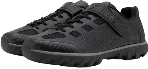 Tommaso Roma Mountain Bike Shoes, Mens Cycling Shoes for Gravel, Trek & Road Bicycles—Essential Bike Accessories for MTB Mens Bicycle—SPD Cleats Not Installed—Firm Laces—Black—Size 10US—43EU
