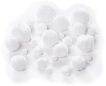 folia 50100 - Pompons, 100 Stück in weiß, sortiert in verschiedenen Größen (10 - 50 mm), flauschig weich, für vielseitige Bastelarbeiten
