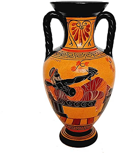 Griechische Keramikvase, Amphore, 26 cm, Göttin Aphrodite und Gott Dionysos