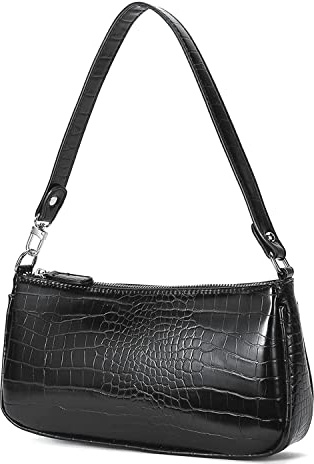 CAMILIFE Umhängetasche aus den 90er-Jahren, mit Krokodilprägung, schick, kleine Handtasche, für Damen, Retro