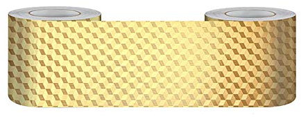 Selbstklebende Bordüre Goldenes Quadrat10cmX500cm Stock Wasserdichte Entfernbare Tapeten Bordüre Aufkleber Dekoration für Wohnzimmer Badezimmer Küche Fliesen
