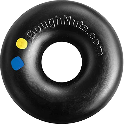 Goughnuts - Hunde-Kauspielzeug, praktisch unzerstörbar - Das Hundespielzeug für Power-Kauer hält selbst hartnäckigen Hunden Stand - Robuster Kautschukring für große Rassen 27-55 kg - Schwarz 15 cm