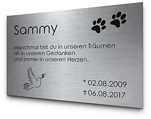CHRISCK design Hundegrabstein mit personalisierter Gravur für Haustiere | Grabschmuck 100% frei gestaltbar | 30 x 20 cm wetterfest & personalisiert
