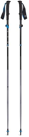 BLACK DIAMOND Distance FLZ Trekking Poles (Pair) | Aluminum Adjustable Z-Pole Design | FlickLock | Lightweight Poles for Hiking & Trail Running | Pewter | 125 cm