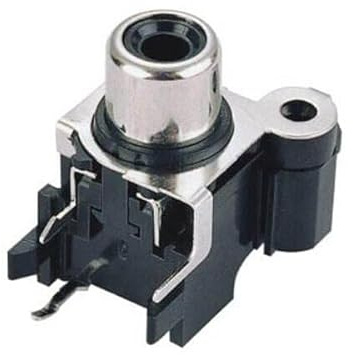 Angle droit Simple Femelle Jack RCA Socket Black PCB Mount