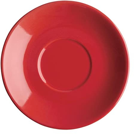 Olympia Cafe Red Saucer 131mm 5 3/10 (12 Pack) - Small Dessert, Tea Plates, Oven and Dishwasher Safe FF995