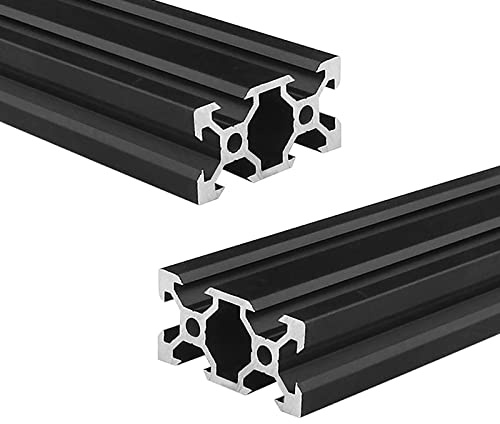 Coavoo AluProfil 2040 Alu Profil 1500mm V Typ Schwarz Aluminium Profile 20x40 Europäischer Standard Eloxierte Linearschiene Extrusion 2 Stück, für 3D Drucker und CNC