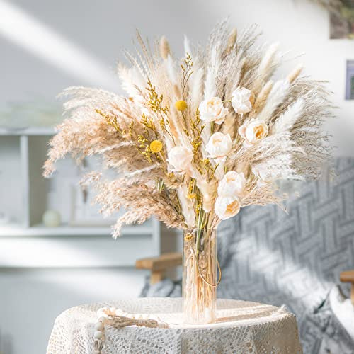 80 PezziErba della Pmapas Fiori Secchi Decorativi Naturali Decorativi Pampas Secca Bouquet Fiori Essiccati per Interno Pampas Grass Fiori Secchi per Home Decor Wedding Boho Decor