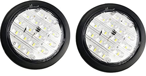 BATLAM 2 Stück Runde Rückleuchte Wagon Cargo Rückleuchte LKW Rücklicht 12V 24V Traktor Blinker Anhänger Rücklicht Bremse Rückfahrleuchte,Weiß