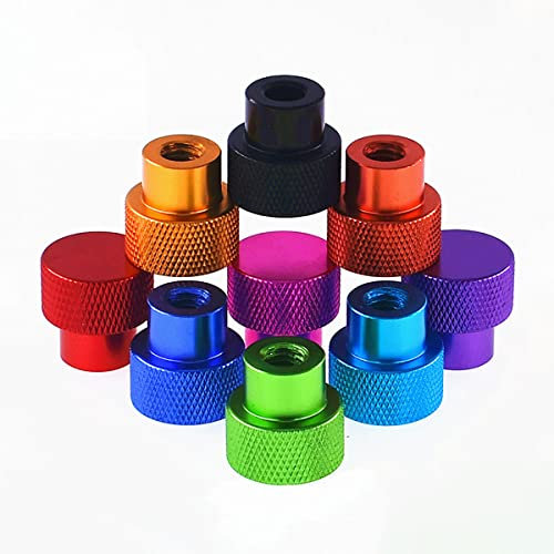 2 Stück UNC #6–32, 1/4–20, 3/8–16 Sacklochmutter, handfeste Mutter, eloxiertes Aluminium, Rändelkopf, hohe Rändelmutter für RC-Modelle, 6–32, schwarz