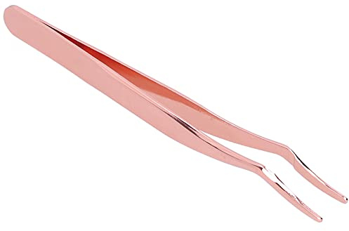 Wimpernpinzette Edelstahl - Wimpernverlängerung Hilfsclip mit Gebogenem Design und Roségold Pastenbeutel
