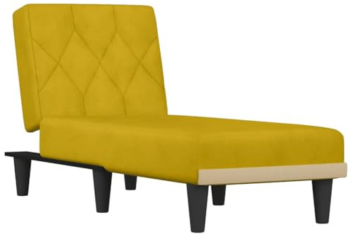 vidaXL Chaiselongue, Sofa in 3 Positionen zum Sitzen Entspannen Schlafen Verstellbar, Couch in Eleganter Optik, Liege Schlafsofa Loungesofa Liegesofa, Gelb Samt