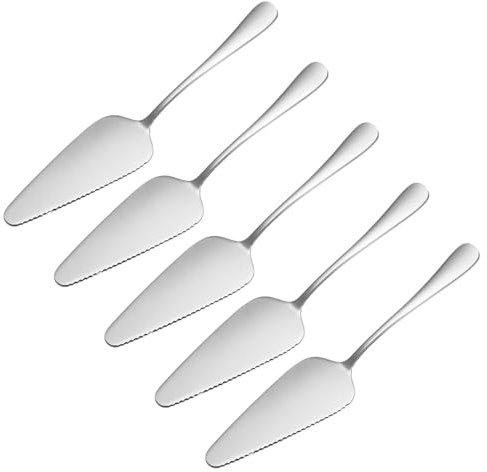 ANCLLO Set of 5 stainless steel Cake Servers Cake Servers Polished Stainless Steel Pizza Server Serrated Cake Server Made of Stainless Steel for Kitchen, Daily Parties, Weddings Restaurants