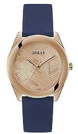 Guess Analoge Damenuhr Quarz mit Edelstahlarmband GW0665L2, blau, 40MM, Riemen