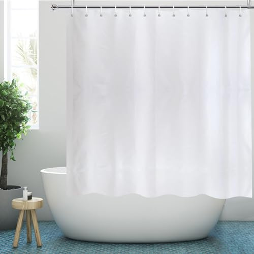 YISURE White Weighted Short Water-repellent Shower Curtain, 71x63 Inch