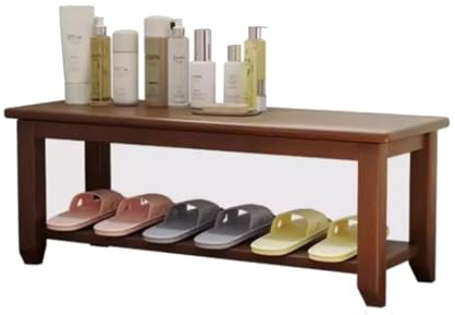 DITUDO Solid Wood Bathroom Stool, Elegant Bathroom Counter for Comfortable Shower and Storage, Suitable for Spa, Sauna, Terrace and Garden (Color : Brown, Size : 60 * 30 * 40cm)