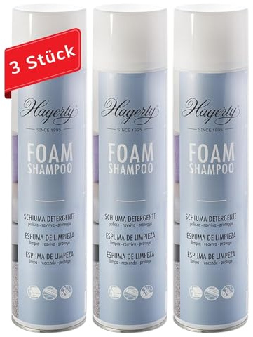Hagerty Set 3x Foam Shampoo I Schaumreiniger für Teppiche und Stoffe I Premium Teppichreiniger I Reinigungsmittel für Teppich Sofa Couch I Schaum-Reiniger zum Absaugen I Polsterreinigungsmittel