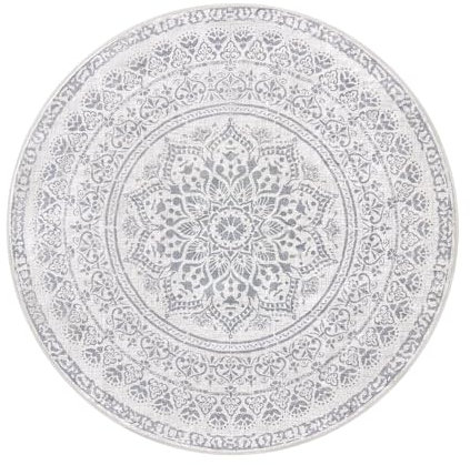 SONGMICS HOME Tappeto per Soggiorno, Diam. 120 cm, Tappeto Rotondo per Salotto, Antiscivolo, per Camera da Letto, Divano Singolo, Lavabile in Lavatrice, Stile Boho, Grigio Tortora TAR051G01