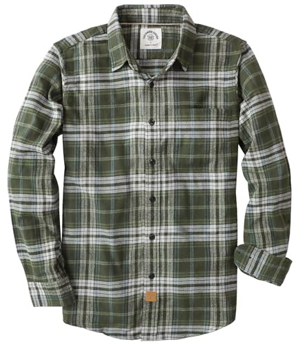 Dubinik® 6 oz Chemise Flanelle Homme 100% Coton Manches Longues Hiver Carreaux avec Poche Confortable Et Léger