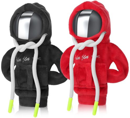 Tyqour 2 Stück Schaltknauf Hoodie, Auto Deko Innenraum Abdeckung, Autozubehör für Frauen, Überzug für Manuelle und Automatische Gear Shifter