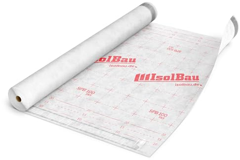 Isolbau Unterspannbahn Dach SPB 100 SKS, 37.5 m² Rolle (1,5 x 25 m) - Selbstklebende Dachfolie 100 g/m² & 2 Klebestreifen - Dampfdurchlässige Unterdeckbahn, wasserdicht und witterungsbeständig