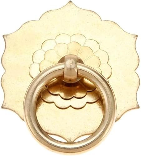 HXZJUIKL Schranktürknöpfe, Schubladengriffe, bronzefarbener Schubladenring, 1 Stück, Vintage-Messing, Schmuckkästchen-Ringknöpfe, Möbelbeschläge, antiker Schubladentür-Küchengriff, 35 mm, Messing