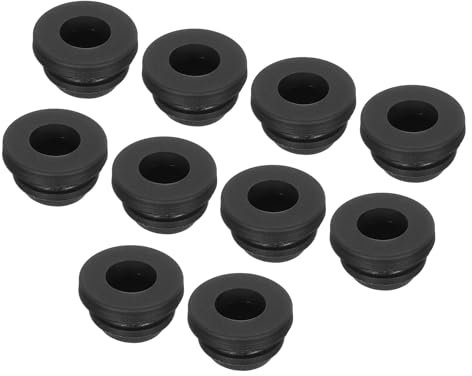 sourcing map 20Pcs Snap Rubber Grommet Plug Mount Dia 8.5mm ID 6mm Narrow Groove Width 2mm Seal Anti-Scratch for Electrical Box Cable Pipes Black