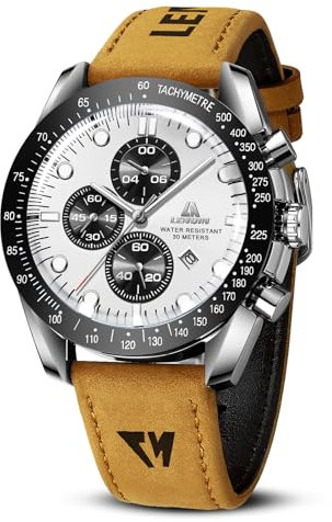 LN LENQIN Reloj Hombre Relojes Cuarzo Analógicos para Hombres Relojes Pulsera para Hombres Resistentes Al Agua hasta 30m Negocios Moda con Visualización De Fecha Reloj De Cuero