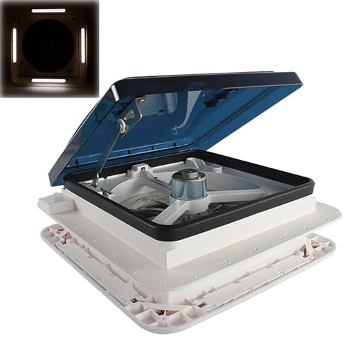 JJENXYYDS Lucarne Caravane,Ventilateur De Toit Camping Car,Ventilateur d'extraction réversible 12V avec Lumière LED,pour Caravane, Camping-Car, fenêtre de Toit,Silencieux,11in