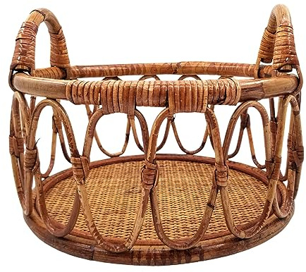 Handmade Vintage Rattan Basket for Newborn Photography Props Unique & Natural Baby Chair for Boy & Girl Photoshoots