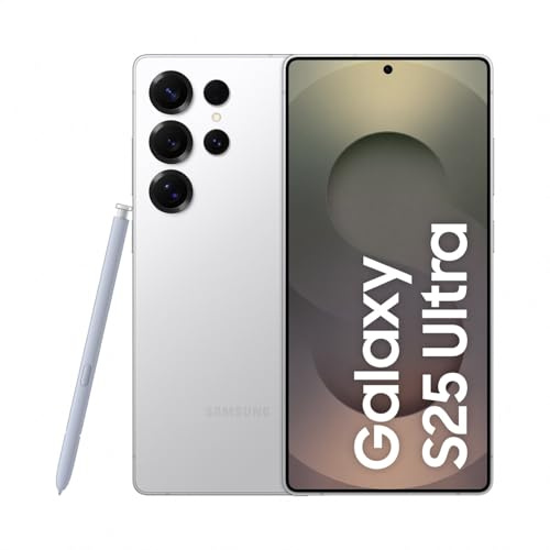Samsung Galaxy S25 Ultra AI Smartphone med Galaxy AI, inget kontrakt, mobiltelefon med Android, 12 GB RAM, 256 GB minne, 200 MP-kamera, titan vit silver