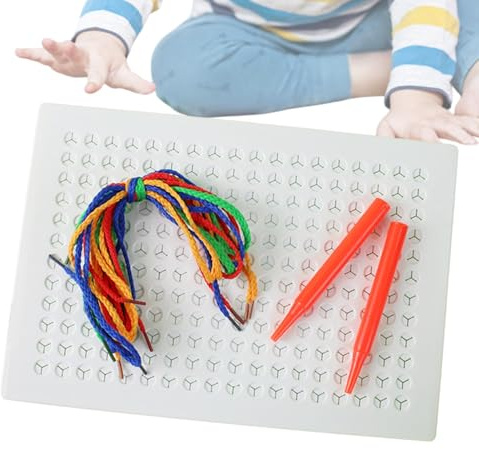 Riaisttd - Tabla de tejer para dibujo de cables, kit de dibujo trenzado con cuerdas de colores, kit de arte para, tablas de enhebrar con motor fino para aprendizaje creativo y artesanía