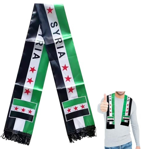 علم الثورة السورية سوري Syrien Flagge Grün Cape, Syrische Schal, Syrian flag, Free Syria, Polyester, 140x14 cm, 50g وشاح سوري, علم سوريا, سوريا الحرة (C)