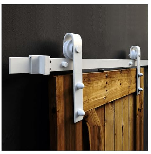 Kit Porta Scorrevole For Fienile, Binario For Porta Scorrevole, Accessorio For Rullo For Binario Armadio, Guida For Pavimento Regolabile, Gancio A Forma Di J, For Porte Interne Con Porta Singola(157.5