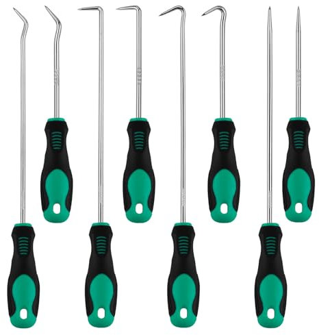 Set di 8 ganci e grimaldelli, strumenti meccanici, set di plettri di precisione per guarnizioni olio per auto, kit professionale di strumenti di rimozione (manico da 24 cm e 18 cm)