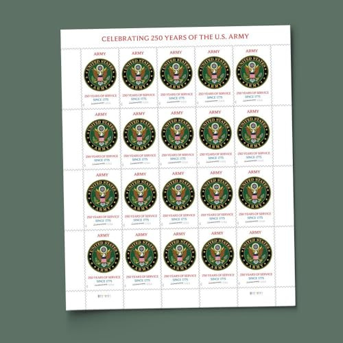 U.S. Army 250th 2025 (Sheet of 20) First-Class Mail Forever Postage Stamps
