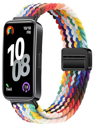 OUTPUTBT Geflecht Magnetisch Armbänder Kompatibel mit HUA WEI Band 10/9/8 Armband Elastisch Nylon Baumwolle Sport Ersatzarmband für HUA WEI Band 8/9/10 für Damen Herren