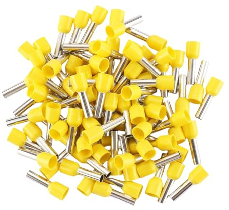 ANSIEDIO 100Pcs Wire Terminal Ferrules 2.5mm² Terminal Crimp Connectors Insulated Electrical Ferrules (Yellow)